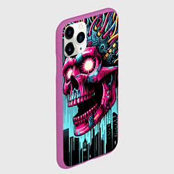 Чехол iPhone 11 Pro матовый Cyber skull - ai art fantasy, цвет: 3D-фиолетовый — фото 2
