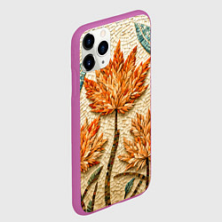 Чехол iPhone 11 Pro матовый Мозаика осенняя листва в теплых тонах, цвет: 3D-фиолетовый — фото 2