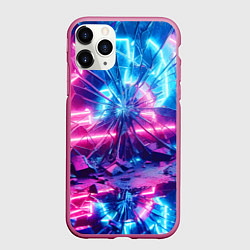 Чехол iPhone 11 Pro матовый Разбитая неоновая вывеска - мегаполис, цвет: 3D-малиновый