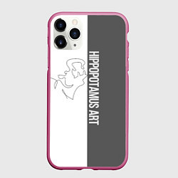 Чехол iPhone 11 Pro матовый Hippopotamus art