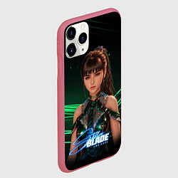Чехол iPhone 11 Pro матовый Stellar Blade зеленые лучи, цвет: 3D-малиновый — фото 2