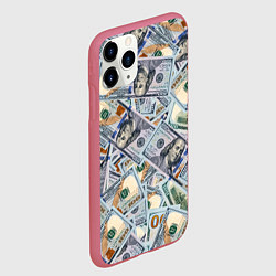 Чехол iPhone 11 Pro матовый Банкноты сто долларов, цвет: 3D-малиновый — фото 2