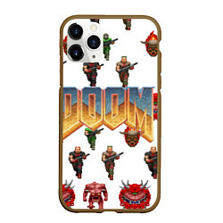 Чехол iPhone 11 Pro матовый Doom 1993 паттерн, цвет: 3D-коричневый