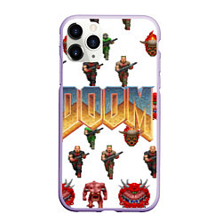 Чехол iPhone 11 Pro матовый Doom 1993 паттерн, цвет: 3D-светло-сиреневый