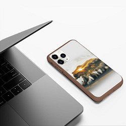 Чехол iPhone 11 Pro матовый Медведь и абстрактный лес, цвет: 3D-коричневый — фото 2