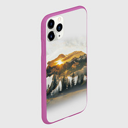 Чехол iPhone 11 Pro матовый Медведь и абстрактный лес, цвет: 3D-фиолетовый — фото 2