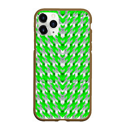 Чехол iPhone 11 Pro матовый Зелёно-белый паттерн, цвет: 3D-коричневый
