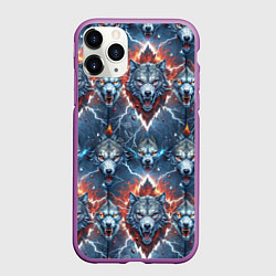 Чехол iPhone 11 Pro матовый Волчки эпичный паттерн, цвет: 3D-фиолетовый