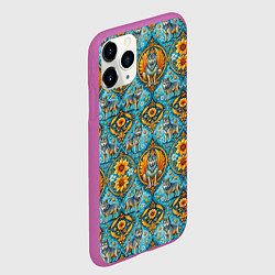 Чехол iPhone 11 Pro матовый Узоры волки и цветы, цвет: 3D-фиолетовый — фото 2