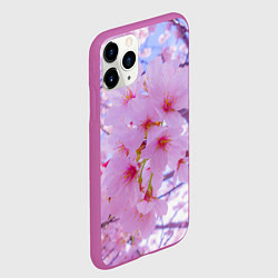 Чехол iPhone 11 Pro матовый Цветущая сакура на голубом фоне, цвет: 3D-фиолетовый — фото 2