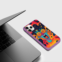 Чехол iPhone 11 Pro матовый Красочная абстракция с синим кричащим лицом, цвет: 3D-фиолетовый — фото 2
