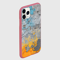 Чехол iPhone 11 Pro матовый Бетонная стена с краской, цвет: 3D-малиновый — фото 2