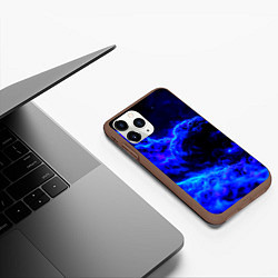 Чехол iPhone 11 Pro матовый Синий густой дым - inferno blue, цвет: 3D-коричневый — фото 2