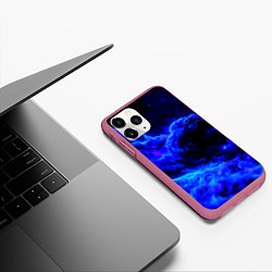 Чехол iPhone 11 Pro матовый Синий густой дым - inferno blue, цвет: 3D-малиновый — фото 2