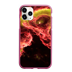 Чехол iPhone 11 Pro матовый Адское пламя инферно - inferno flame, цвет: 3D-малиновый