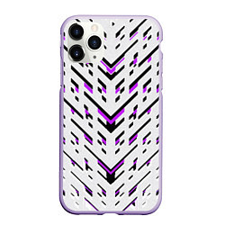 Чехол iPhone 11 Pro матовый Black and purple stripes on a white background, цвет: 3D-светло-сиреневый