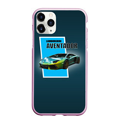 Чехол iPhone 11 Pro матовый Спортивная машина Lamborghini Aventador, цвет: 3D-розовый