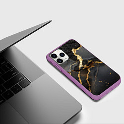 Чехол iPhone 11 Pro матовый Золото и черный агат, цвет: 3D-фиолетовый — фото 2