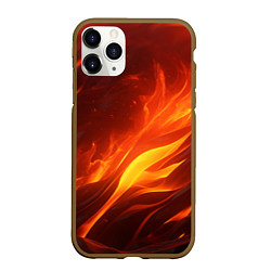 Чехол iPhone 11 Pro матовый Яркие языки пламени, цвет: 3D-коричневый