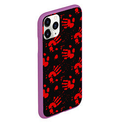 Чехол iPhone 11 Pro матовый Blood hands паттерн, цвет: 3D-фиолетовый — фото 2