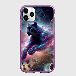 Чехол iPhone 11 Pro матовый Космическая пантера - нейросеть, цвет: 3D-фиолетовый