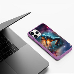 Чехол iPhone 11 Pro матовый Космонавт в открытом космосе - нейросеть, цвет: 3D-фиолетовый — фото 2