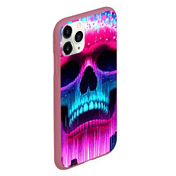 Чехол iPhone 11 Pro матовый Pixel skull blast brain - cyber city ai art, цвет: 3D-малиновый — фото 2