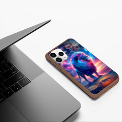 Чехол iPhone 11 Pro матовый Space lion - ai art fantasy, цвет: 3D-коричневый — фото 2