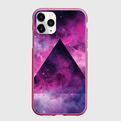 Чехол iPhone 11 Pro матовый Пирамида в космосе абстракции, цвет: 3D-малиновый