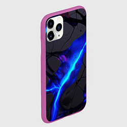 Чехол iPhone 11 Pro матовый Темный синий неон из разлома плит, цвет: 3D-фиолетовый — фото 2