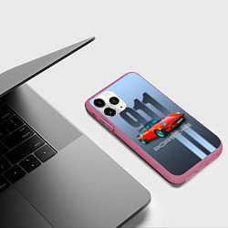 Чехол iPhone 11 Pro матовый Винтажный автомобиль Porsche 911 Carrera, цвет: 3D-малиновый — фото 2