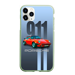 Чехол iPhone 11 Pro матовый Винтажный автомобиль Porsche 911 Carrera, цвет: 3D-салатовый