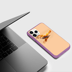 Чехол iPhone 11 Pro матовый Летящий орел и пейзаж на закате, цвет: 3D-фиолетовый — фото 2