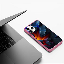 Чехол iPhone 11 Pro матовый Объемные камни в разломе, цвет: 3D-малиновый — фото 2