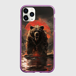 Чехол iPhone 11 Pro матовый Russian angry bear, цвет: 3D-фиолетовый