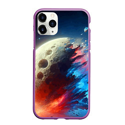 Чехол iPhone 11 Pro матовый Разрыв космического тела - нейросеть, цвет: 3D-фиолетовый