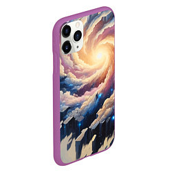 Чехол iPhone 11 Pro матовый Космическая галактика - нейросеть фантазия, цвет: 3D-фиолетовый — фото 2