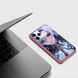 Чехол iPhone 11 Pro матовый Genshin Impact Арлекино draw, цвет: 3D-малиновый — фото 2