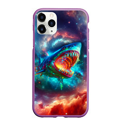 Чехол iPhone 11 Pro матовый Пасть космической акулы - нейросеть, цвет: 3D-фиолетовый