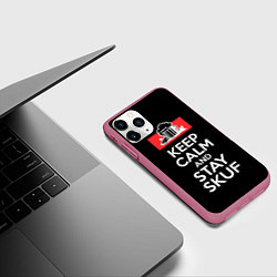 Чехол iPhone 11 Pro матовый Keep calm and stay skuf, цвет: 3D-малиновый — фото 2