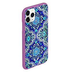 Чехол iPhone 11 Pro матовый Сине - голубые узоры, цвет: 3D-фиолетовый — фото 2