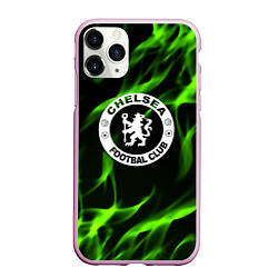 Чехол iPhone 11 Pro матовый Chelsea sport club fc fire, цвет: 3D-розовый