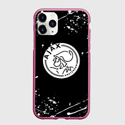Чехол iPhone 11 Pro матовый Аякс краски брызги спорт, цвет: 3D-малиновый