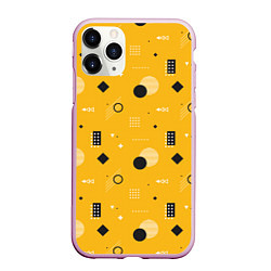 Чехол iPhone 11 Pro матовый Геометрия в стиле мемфис на желтом, цвет: 3D-розовый
