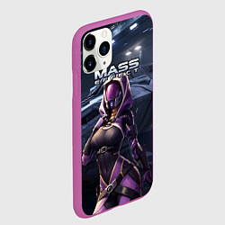 Чехол iPhone 11 Pro матовый Mass Effect ТалиЗора и космический корабль, цвет: 3D-фиолетовый — фото 2
