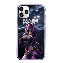 Чехол iPhone 11 Pro матовый Mass Effect ТалиЗора и космический корабль, цвет: 3D-светло-сиреневый