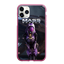 Чехол iPhone 11 Pro матовый Mass Effect ТалиЗора и космический корабль, цвет: 3D-малиновый