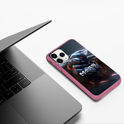 Чехол iPhone 11 Pro матовый Mass Effect game space, цвет: 3D-малиновый — фото 2