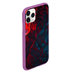 Чехол iPhone 11 Pro матовый Темная абстракция с разломом красных плит, цвет: 3D-фиолетовый — фото 2