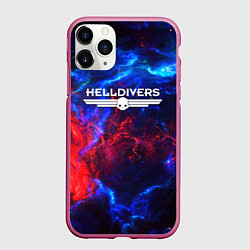 Чехол iPhone 11 Pro матовый Helldivers: Space Logo, цвет: 3D-малиновый